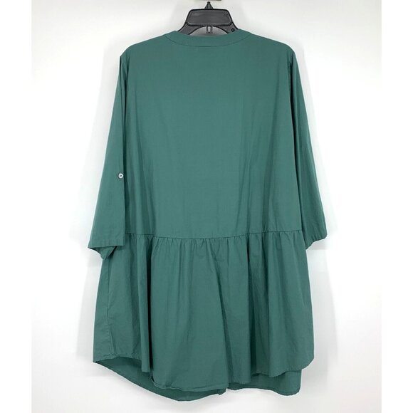 LOGO Lori Goldstein Top Button Front Tunic Roll Tab Waist Seam - Picture 10 of 12